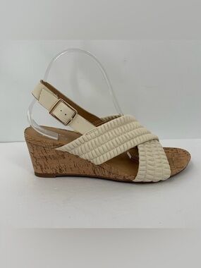 Market & Spruce Jayna cork wedge sandals cream criss cross strap shoe new 8.5